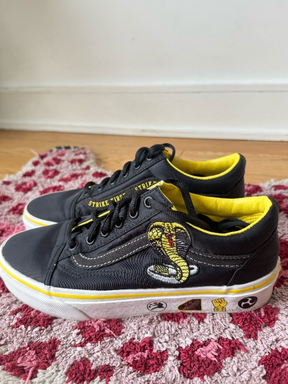 Vans x Cobra Kai Old Skool "Dojo" Black Embroidered Sneakers, US 5